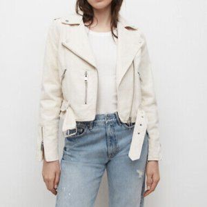All Saints Off-White Cropped Biker Jacket